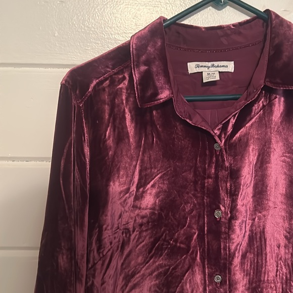 Tommy Bahama pink velvet silk-blend Button Up shirt. Medium - Picture 2 of 6